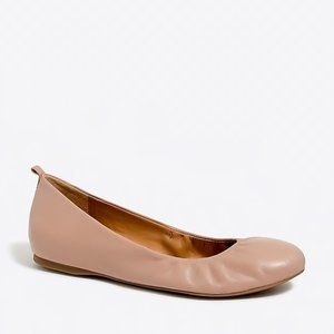 J. Crew Anya Leather Ballet Flats Size 7.5 in Warm Beige